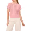 Halogenr Halogen(r) Open Stitch Short Sleeve Sweater In Bridal Rose