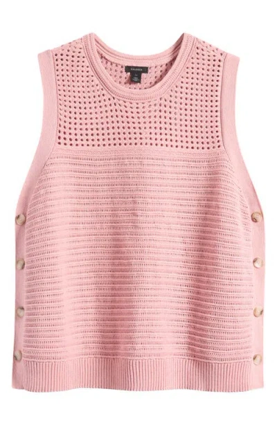 HALOGENR HALOGEN(R) OPEN STITCH SIDE-BUTTON COTTON SWEATER TANK