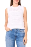 Halogenr Halogen(r) Open Stitch Sleeveless Cotton Side Button Sweater In Bright White