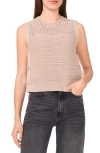 Halogenr Halogen(r) Open Stitch Sleeveless Cotton Side Button Sweater In Taupe Bisque