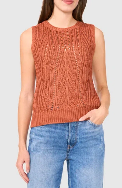 Halogenr Halogen(r) Open Stitch Sleeveless Sweater In Baked Clay