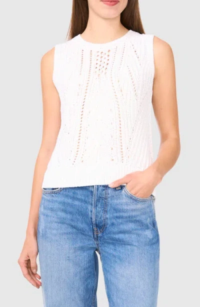 Halogenr Halogen(r) Open Stitch Sleeveless Sweater In Bright White