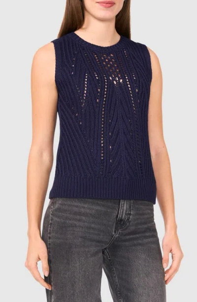 Halogenr Halogen(r) Open Stitch Sleeveless Sweater In Classic Navy