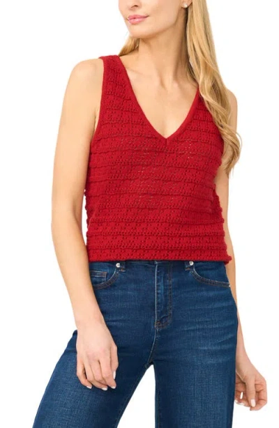 Halogenr Halogen(r) Openwork Sleeveless Sweater In Burgundy