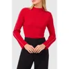 Halogenr Halogen(r) Piped Mock Neck Rib Sweater In Ultra Red