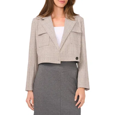 Halogenr Halogen(r) Plaid Crossover Crop Blazer In Warm Ash Brown