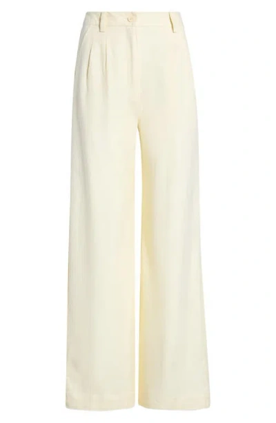 Halogenr Halogen(r) Pleated High Waist Linen Blend Dress Pants In Yellow