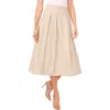 Halogenr Halogen(r) Pleated Linen Blend A-line Midi Skirt In Taupe Bisque