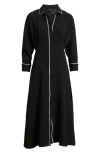 Halogenr Halogen(r) Pleated Long Sleeve Shirtdress In Black