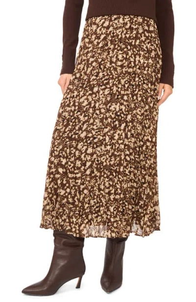 Halogenr Halogen(r) Pleated Patterned Midi Skirt In Chicory Coffee