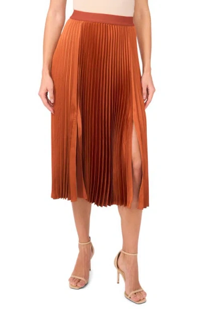 Halogenr Halogen(r) Pleated Slit Hem Midi Skirt In Baked Clay