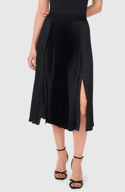 Halogenr Halogen(r) Pleated Slit Hem Midi Skirt In Rich Black
