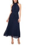Halogenr Halogen(r) Pleated Tie Waist Maxi Dress In Classic Navy