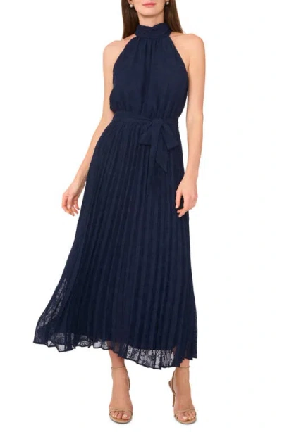 Halogenr Halogen(r) Pleated Tie Waist Maxi Dress In Classic Navy