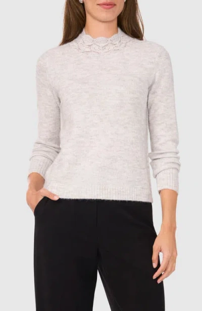 Halogenr Halogen(r) Pointelle Mock Neck Sweater In Silver Heather
