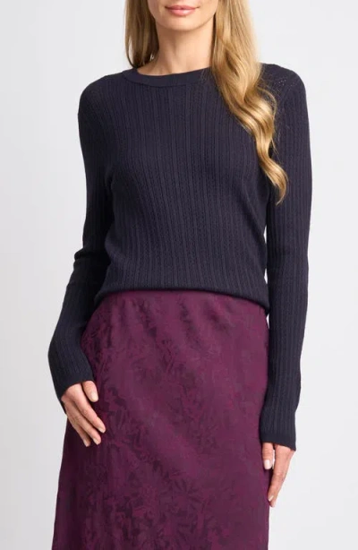 Halogenr Halogen(r) Pointelle Rib Crewneck Sweater In Blue