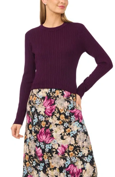Halogenr Halogen(r) Pointelle Rib Crewneck Sweater In Purple