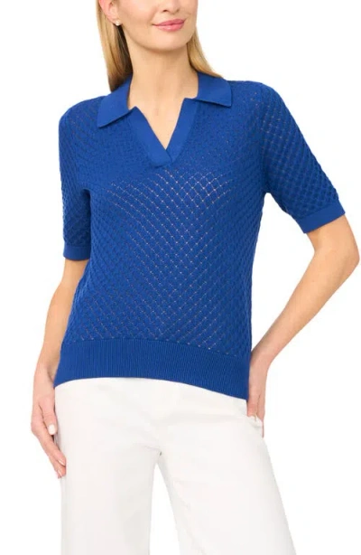 Halogenr Halogen(r) Pointelle Short Sleeve Cotton Polo Sweater