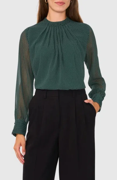 Halogenr Halogen(r) Polk Dot Balloon Sleeve Top In Pine Needle Green