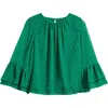 Halogenr Halogen(r) Polka Dot Ruffle Cuff Top In Green