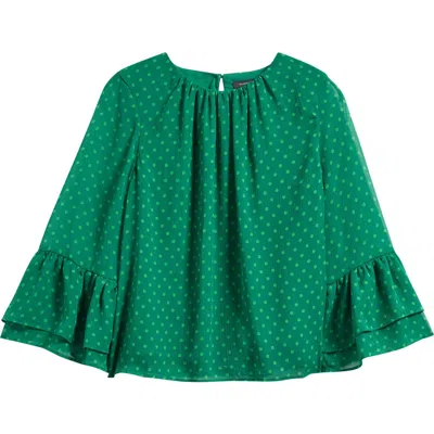 Halogenr Halogen(r) Polka Dot Ruffle Cuff Top In Green