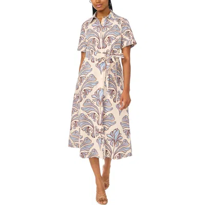 Halogenr Halogen(r) Print Belted Midi Shirtdress In Multi