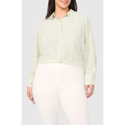 Halogenr Halogen(r) Print Button-up Shirt In Mint Creme