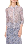 Halogenr Halogen(r) Print Mesh Button-up Shirt In Delft White