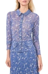 Halogenr Halogen(r) Print Mesh Button-up Shirt In Swift Seas Blue Floral