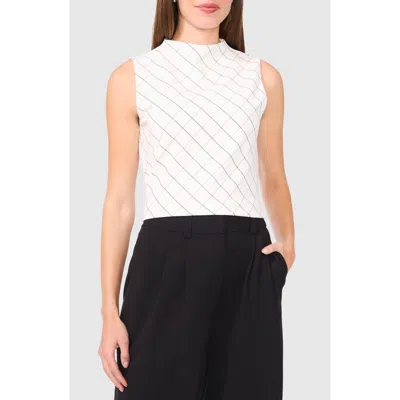 Halogenr Halogen(r) Print Mock Neck Sleeveless Ponte Top In New Ivory