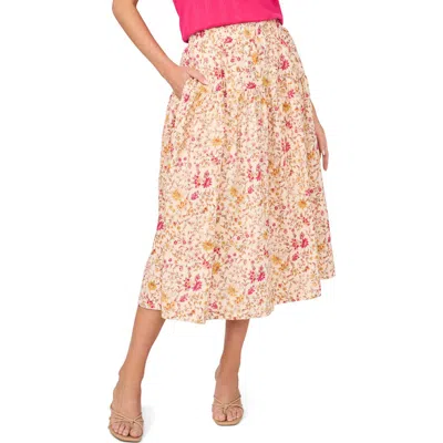 Halogenr Halogen(r) Print Pull-on Tiered Midi Skirt In Multi