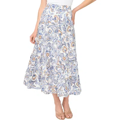 Halogenr Halogen(r) Print Tiered Midi Skirt In Wild Wind