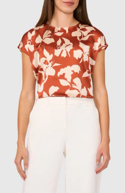 Halogenr Halogen(r) Printed Charmeuse Top In Baked Clay