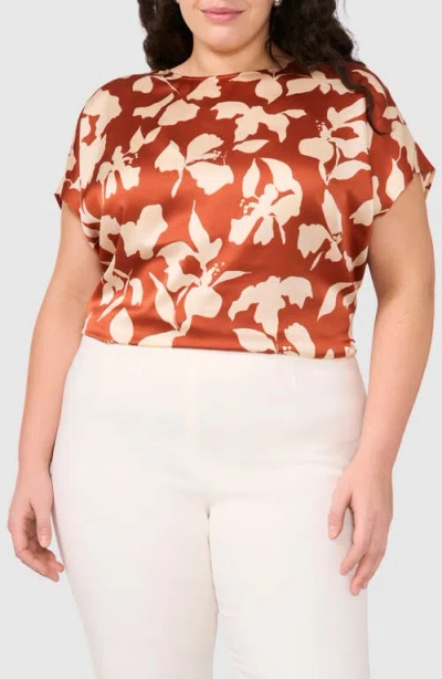 Halogenr Halogen(r) Printed Charmeuse Top In Baked Clay