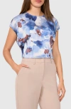 Halogenr Halogen(r) Printed Charmeuse Top In Blue Fog