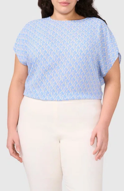 Halogenr Halogen(r) Printed Charmeuse Top In Blue Fog