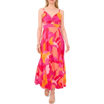 Halogenr Halogen(r) Printed Cutout Tie Back Maxi Sundress In Magenta