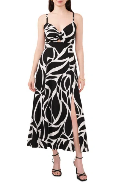Halogenr Halogen(r) Printed Cutout Tie Back Maxi Sundress In Rich Black