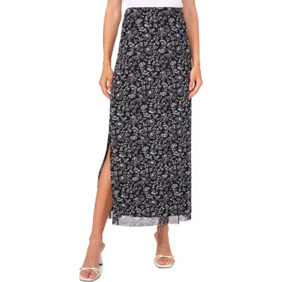 Halogenr Halogen(r) Printed Mesh Maxi Skirt In Rich Black