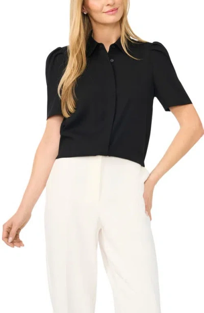 Halogenr Halogen(r) Puff Sleeve Button-up Top In Black