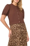 Halogenr Halogen(r) Puff Sleeve Button-up Top In Chicory Coffee