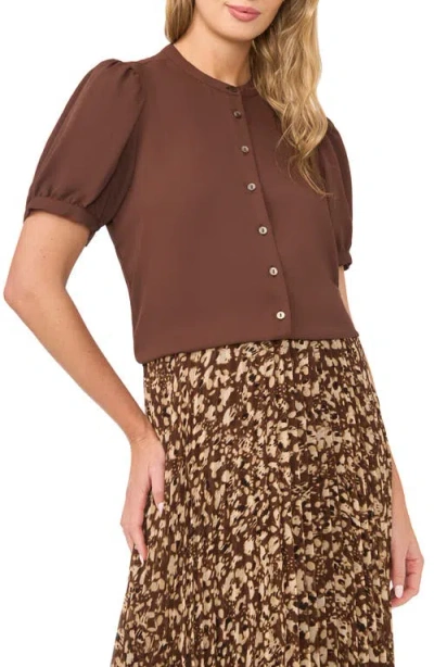 Halogenr Halogen(r) Puff Sleeve Button-up Top In Chicory Coffee