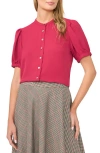 Halogenr Halogen(r) Puff Sleeve Button-up Top In Deep Cherry