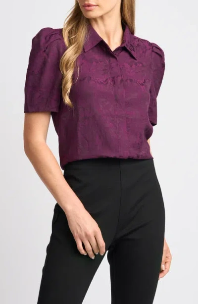 Halogenr Halogen(r) Puff Sleeve Button-up Top In Purple