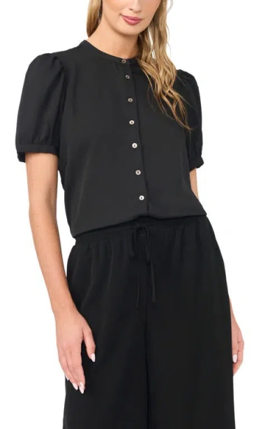 Halogenr Halogen(r) Puff Sleeve Button-up Top In Rich Black