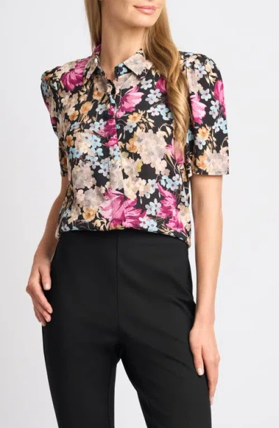 Halogenr Halogen(r) Puff Sleeve Floral Shirt In Multi