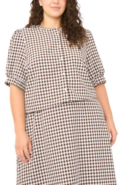 Halogenr Halogen(r) Puff Sleeve Front Button Top In Brown