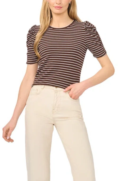 Halogenr Halogen(r) Puff Sleeve Stripe Tee In Brown