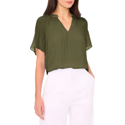 Halogenr Halogen(r) Release Pleat Blouse In Olive Moss Green