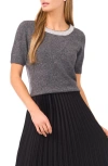 Halogenr Halogen(r) Rhinestone Collar Short Sleeve Sweater In Gray